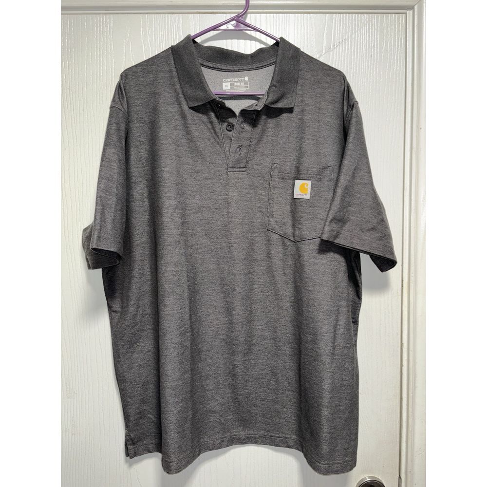 Carhartt Polo Shirt Men's XL Gray Loose Fit Midweight Pocket - Picture 1 of 4